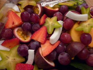 sliced fruit and berries