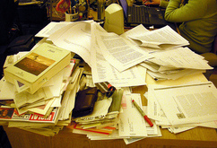 jumbled pile of papers