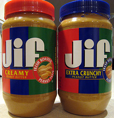 two jars of jif peanut butter