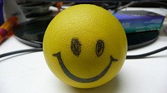 smiley rubber ball