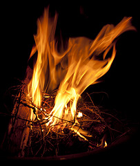 small campfire burning