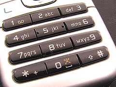 close up of cell phone keypad