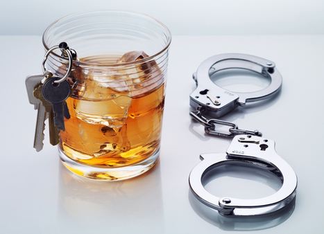 alcoholic drink with handcuffs and car keys