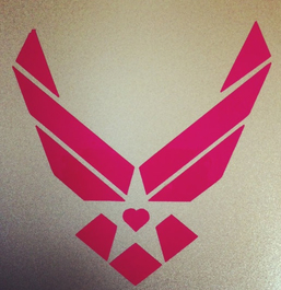 school logo with star, heart, wings